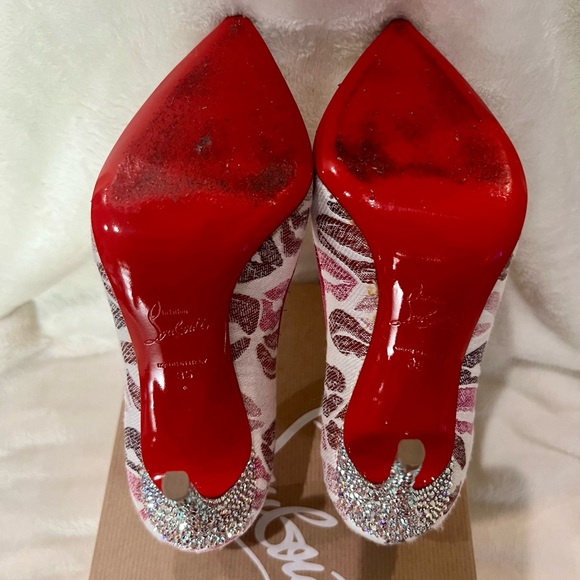 Authentic Christian Louboutin COSMOPUMP 100mm LUREX LIPS/GG/STRASS HEEL - Picture 6 of 7